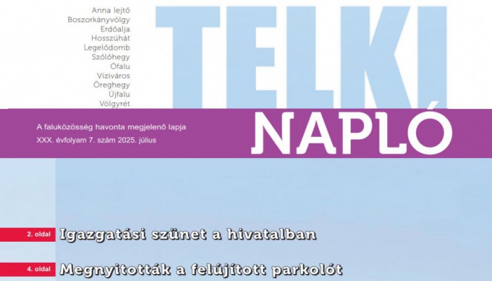 Megjelent a nyár közepi Napló - olvassa el telki híreinket!