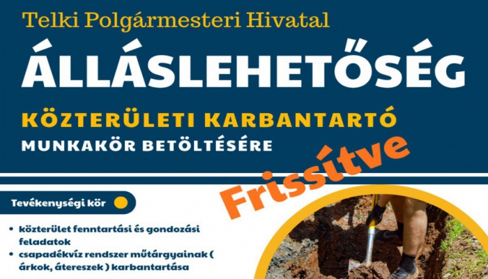 Közterületi karbantartó állás - frissítve!
