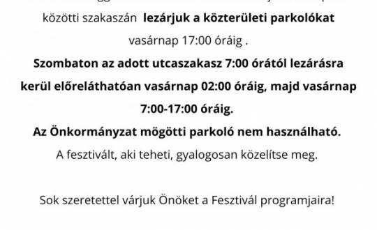 Forgalmirend-változások a fesztivál idején